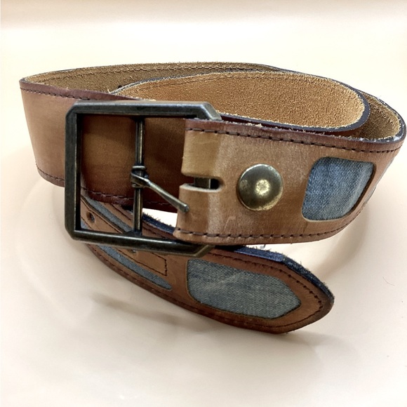 Vintage Ronaldo Leather Belt With Denim Accents - Picture 7 of 13